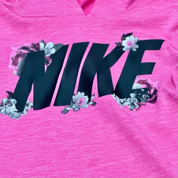 Nike Pink Dri-Fit Hoodie & Floral Leggings Set, Girls Size 2T - Picture 4 of 6